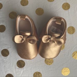 Gold BowTie Baby Shoes